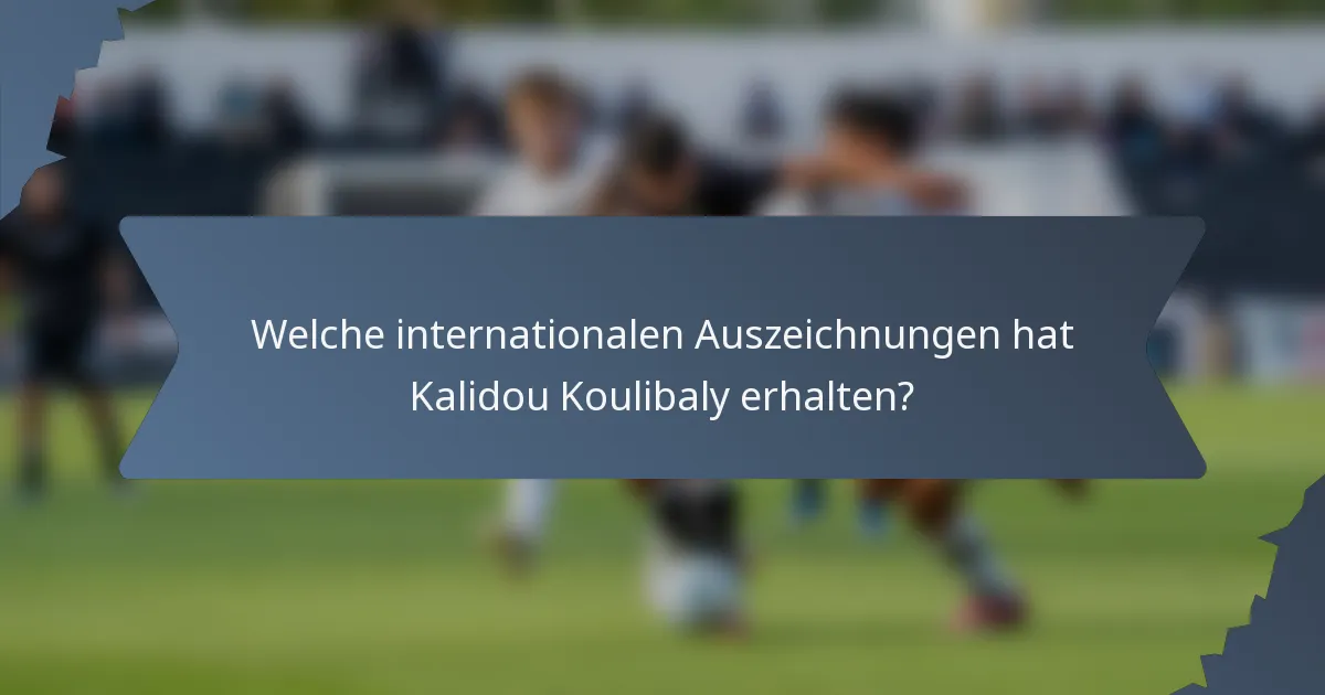 Welche internationalen Auszeichnungen hat Kalidou Koulibaly erhalten?