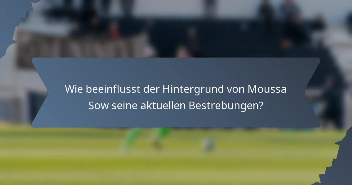 Wie beeinflusst der Hintergrund von Moussa Sow seine aktuellen Bestrebungen?