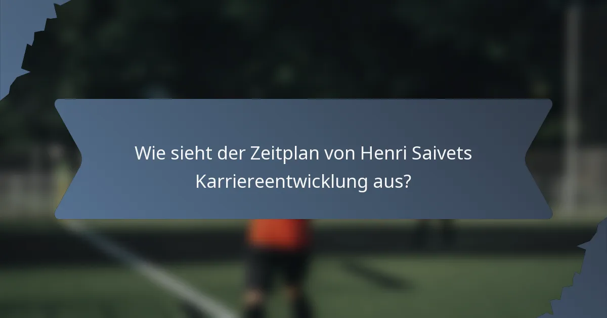 Wie sieht der Zeitplan von Henri Saivets Karriereentwicklung aus?
